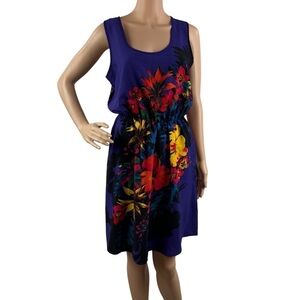 Maurices Tropical Floral Print Dress Purple Sleeveless Summer Dress Size S